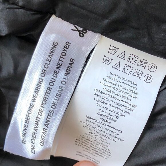 MICHAEL KORS Black Quilted Puffer Hoodie Vest Long Tunic Length high neck Gold S - Picture 13 of 16